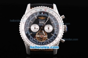 Breitling Navitimer Tourbillon Automatic Movement Black Dial with Silver Stick Marking and Black Leather Strap