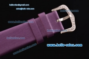 Cartier Perles de Cartier Swiss Quartz Steel Case with Purple Leather Strap and White Dial Diamond Bezel 1:1 Original