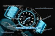 Rolex Sea-Dweller Deepsea Asia 2813 Automatic PVD Case with Black Dial and Blue Nylon Strap