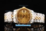 Rolex Datejust Swiss ETA 2836 Automatic Movement 18K Gold Never Fade with Diamonds Markers and Gold Dial-Two Tone