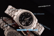 Rolex Day-Date II Swiss ETA 2836 Automatic Steel Case with Silver Markers and Black Dial