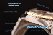 Rolex Day-Date Swiss ETA 2836 Automatic Two Tone Case with Gold Bezel Diamond Bezel and Silver Dial