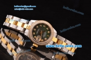 Rolex Datejust Lady 2813 Automatic Two Tone Case with Diamond Bezel and Grey MOP Dial ETA Coating