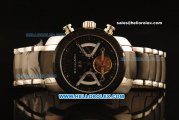 Bvlgari diagono Tourbillon Automatic Steel Case with PVD Bezel and Black Dial -Two Tone Strap