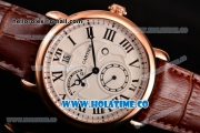 Cartier Rotonde Second Time Zone Day/Night Asia Manual Winding Rose Gold Case with White Dial and Black Roman Numeral Markers