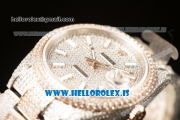 Rolex Day Date II RG Two Tone Case With All Diamond Roman ETA 2836 Auto Best Edition