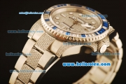 Rolex GMT Master II Swiss ETA 2836 Automatic Full Steel with Blue and White Diamond Bezel-Diamond Dial/Strap