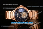 Cartier Rotonde De Miyota Quartz Rose Gold Case/Bracelet with Blue Dial