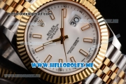 Rolex Datejust II Asia 2813 Automatic Two Tone Case/Bracelet with White Dial and Stick Markers (BP)