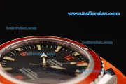 Omega Seamaster Swiss ETA 2836 Automatic Movement Steel Case with Black Dial and Orange Rubber Strap