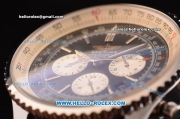 Breitling Navitimer Automatic Movement Silver Case with Black Dial and Stick Marker-Leather Strap and Small Calendar