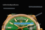 Rolex Day-Date Asia 2813/Swiss ETA 2836/Clone Rolex 3135 Automatic Yellow Gold Case with Stick Markers and Green Dial (BP)