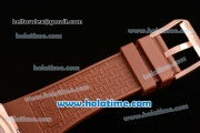 IWC Ingenieur Asia ST Automatic Rose Gold Case with Brown Rubber Strap Stick Markers and Brown Dial