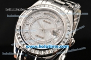 Rolex Day-Date Masterpieces Swiss ETA 2836 Automatic Steel Case with Diamonds Bezel and White MOP Dial (BP)