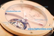 Hublot Big Bang Swiss Tourbillon Automatic Movement Rose Gold Case and Bezel with Black Rubber Strap