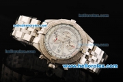 Breitling Chronomat Evolution Quartz Movement with Full White Dials and Silver Stick Markers-SSband