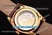 Omega De Ville Tresor Master Co-Axial Swiss ETA 2824 Automatic Yellow Gold Case with Brown Leather Strap and Gold Dial