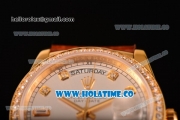 Rolex Day-Date Asia Automatic Yellow Gold Case with Diamonds Markers Silver Dial and Diamonds Bezel (BP)