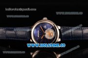 Cartier Rotonde De Swiss Quartz Steel Case with Blue Guilloche Dial and Blue Leather Strap