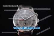 Girard Perregaux 1966 Dual Time Clone Girard Perregaux GP03300-0119 Automatic Steel Case with Grey Dial Stick/Arabic Numeral Markers and Black Leather Strap