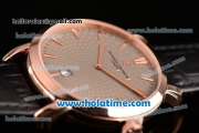 Vacheron Constantin Malte Miyota Quartz Rose Gold Case with Black Leather Bracelet Grey Dial and Stick Markers