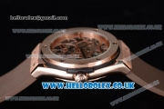 Hublot Classic Fusion Skeleton Asia Automatic Rose Gold Case with Skeleton Dial and Brown Rubber Strap