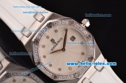 Audemars Piguet Royal Oak Lady Miyota OS2035 Quartz Steel Case with Diamond Bezel and White Dial