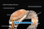 Rolex Datejust Swiss ETA 2836 Automatic Two Tone Case with Diamonds Bezel Gold Dial and Diamonds Markers (BP)