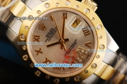 Rolex Datejust Oyster Perpetual Automatic Movement Steel Case with Gold Roman Numeral Markers and Two Tone Strap-Lady Model