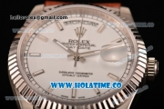 Rolex Day-Date Asia 2813/Swiss ETA 2836/Clone Rolex 3135 Automatic Steel Case with White Dial and Stick Markers (BP)