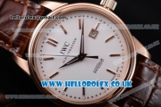 IWC Ingenieur Miyota 8205 Automatic Rose Gold Case with White Dial Stick Markers and Brown Leather Strap (YF)