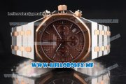 Audemars Piguet Royal Oak Miyota Quartz Two Tone Case/Bracelet with Brown Dial and Stick Markers