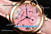 Cartier Ballon Bleu De Medium Chrono Miyota Quartz Rose Gold Case with Pink Dial and Roman Numeral Markers