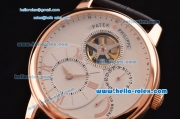 Patek Philippe Complications ST22 Automatic Rose Gold Case with Gold Markers Black Leather Strap and White Dial