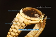 Rolex Day Date II Oyster Perpetual Rolex 3156 Automatic Gold Case with Grey MOP Dial and Gold Strap