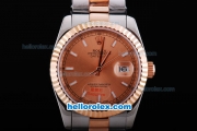 Rolex Datejust Automatic Rose Gold Bezel with Stick Marking and Rose Gold Dial