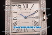 Cartier Tank Anglaise Miyota 9015 Automatic Steel Case with Diamonds Markers and Silver Dial - Diamonds Bezel