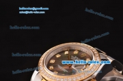 Rolex Datejust Lady 2813 Automatic Two Tone Case with Diamond Bezel and Grey MOP Dial ETA Coating