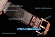 IWC Da-Vinci Chrono Miyota Quartz Rose Gold Case with Black Leather Strap and Black Dial