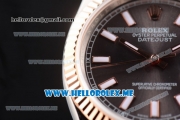 Rolex Datejust Clone Rolex 3135 Automatic Two Tone Case/Bracelet with Stick Markers and Grey Dial (BP)