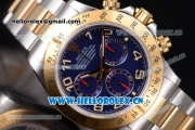 Rolex Daytona Clone Rolex 4130 Automatic Two Tone Case/Bracelet with Blue Dial and Arabic Numeral Markers (EF)