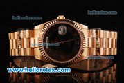 Rolex Day Date Swiss ETA 2836 Automatic Movement Full Rose Gold with Black Dial - Rose Gold Roman Markers