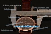 Patek Philippe Calatrava Miyota OS2035 Quartz Rose Gold Case with Brown Dial and Stick Markers