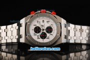 Audemars Piguet Royal Oak Offshore Japanese Miyota Quartz Movement with White/Black Dial and Silver Case-SS Strap