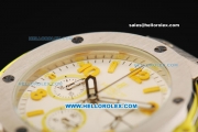 Hublot Big Bang Chronograph Miyota Quartz Movement Steel Case with Yellow Markers and Yellow Rubber Strap - Lady Model