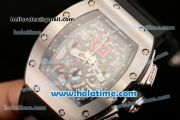 Richard Mille Felipe Massa Flyback Chrono Swiss Valjoux 7750 Automatic Steel Case with White Markers and Black Rubber Bracelet