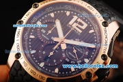 Chopard Classic Racing Chronograph Swiss Valjoux 7750 Automatic Movement Rose Gold Case with Stick Markers and Black Rubber Strap-Limited Edition