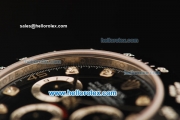 Rolex Daytona Chronograph Swiss Valjoux 7750 Automatic Movement Steel Case with Black Dial and Black Bezel-Diamond Markers