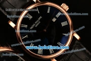 Patek Philippe Calatrava 2813 Automatic Rose Gold Case with Black Dial and Roman Numeral Markers