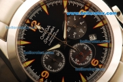 Omega Seamaster Chronograph Miyota Quartz Movement Full Steel with Black Dial-Sapphire Glass